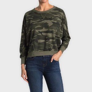 SWEET ROMEO Camo Sweatshirt Size Medium Women's Long Sleeve Cropped Pullover